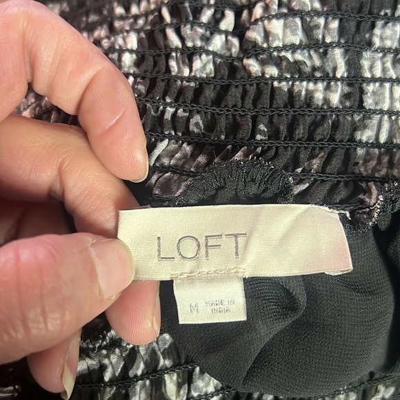 LOFT Black White Ruffle Flare Sleeve Off The Shoulder Top Blouse Size M - Picture 13 of 17